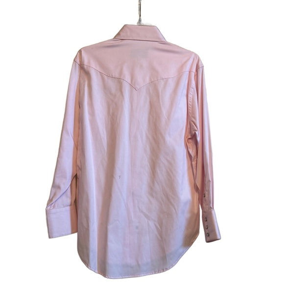 Mens Pinto Ranch by stubbs Pink Western Wear Long Sleeve Pearl Button Shirt SZ M - Picture 2 of 5